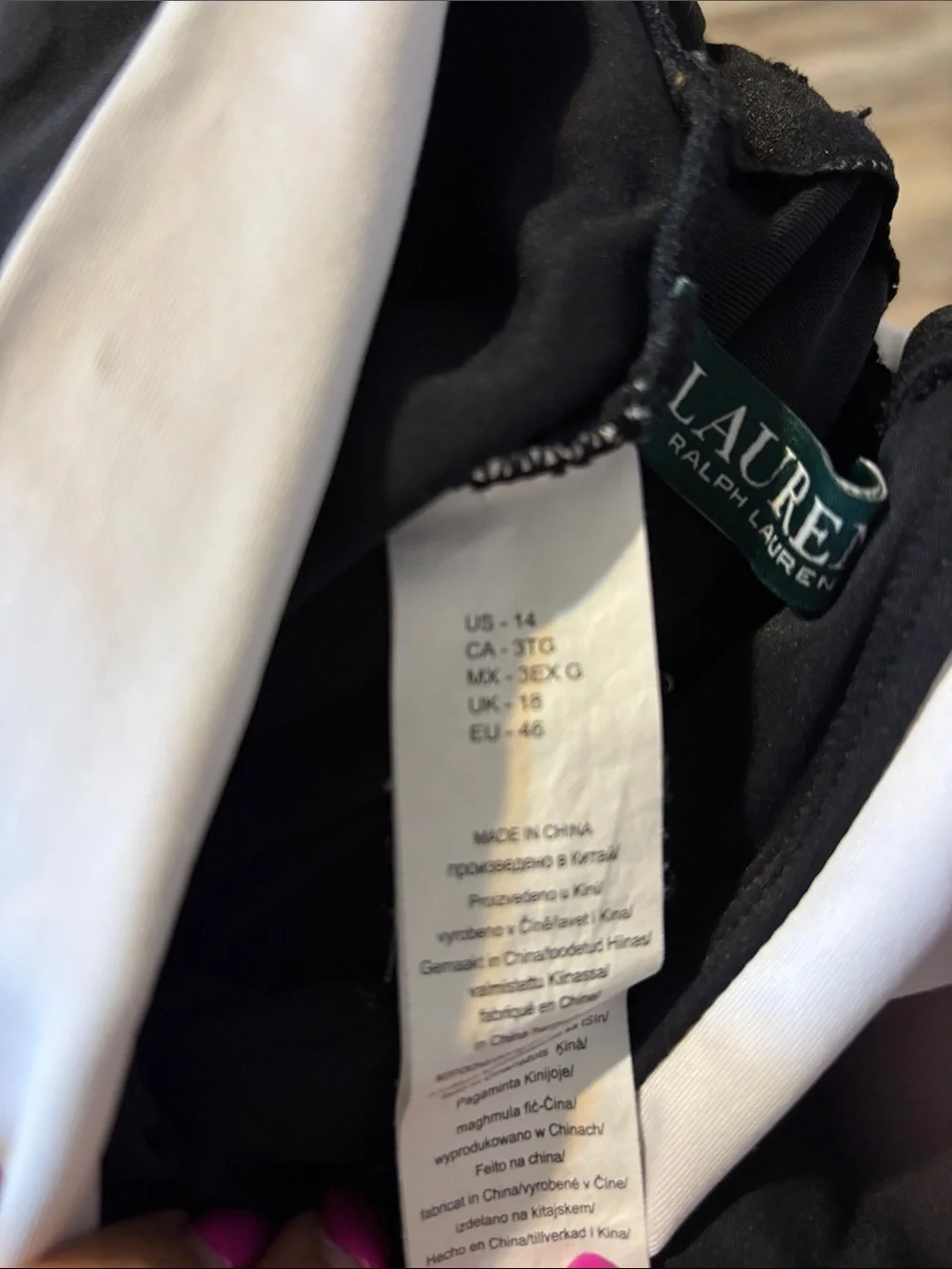 Lauren Ralph Lauren Black Garment with Green Brand Label